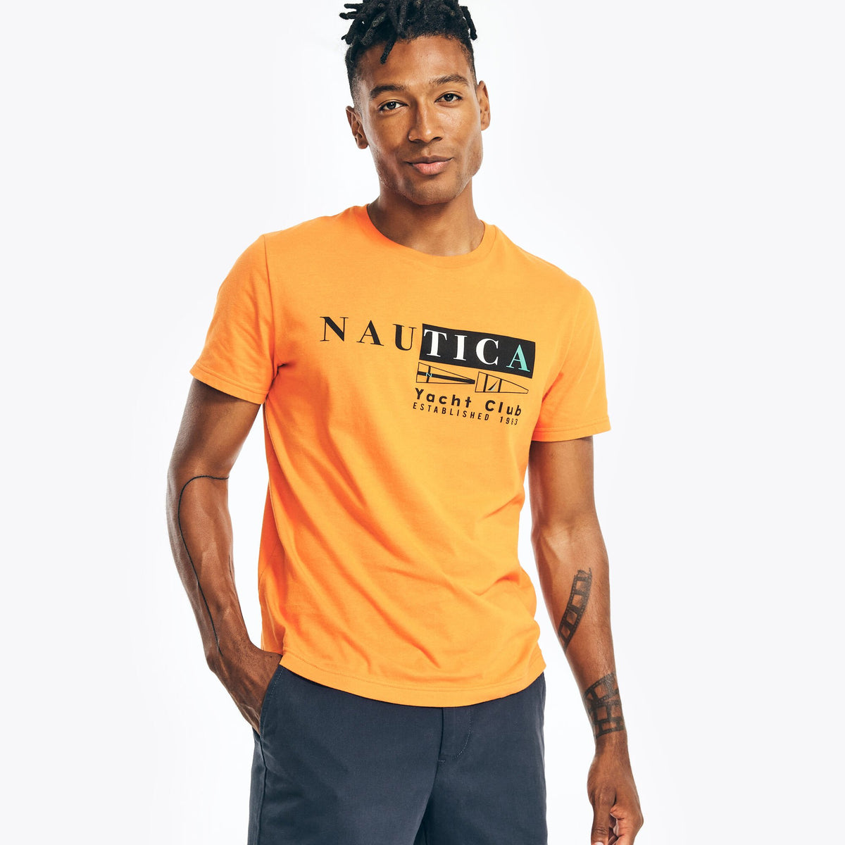 Nautica Men's Sustainably Crafted Yacht Club Graphic T-Shirt Fireside