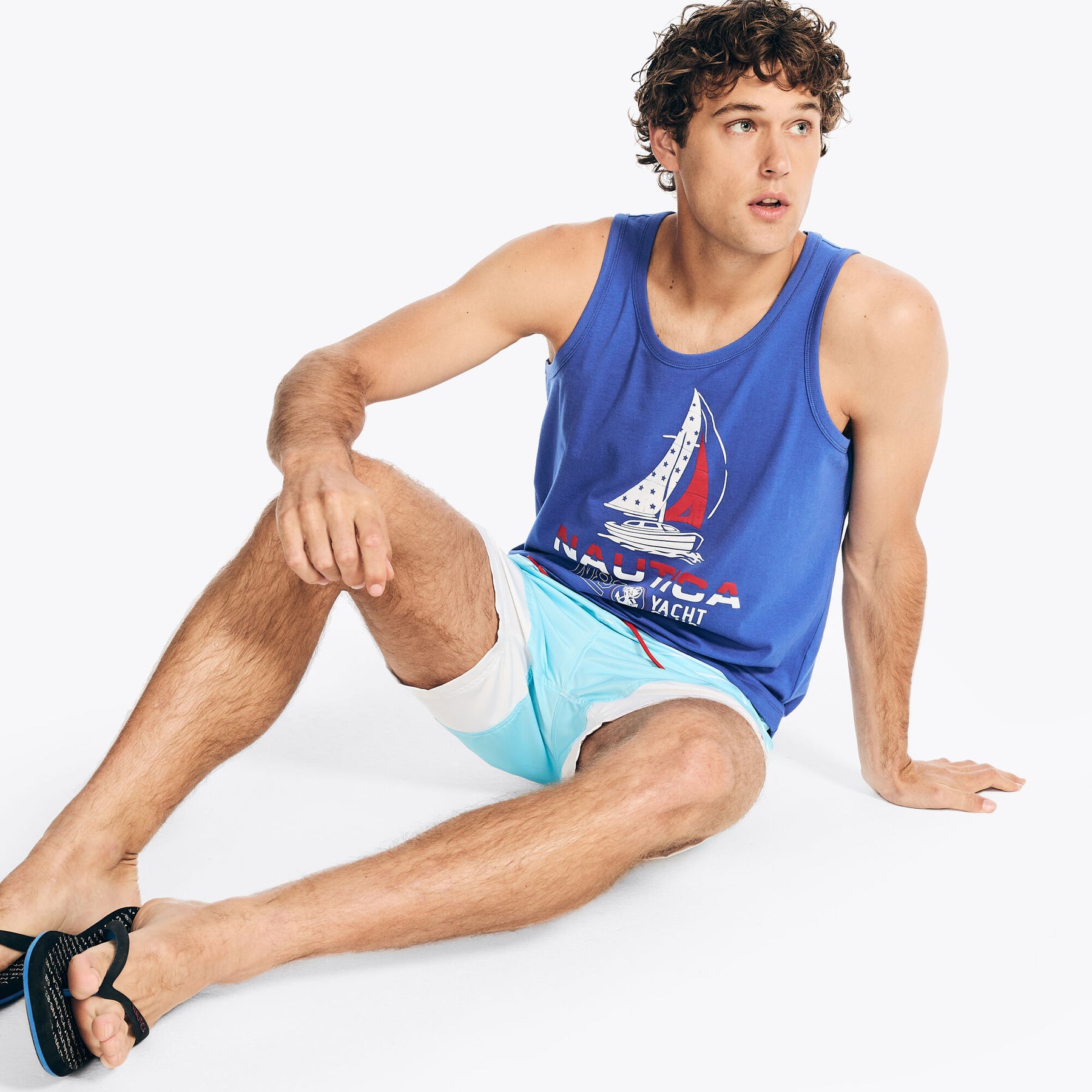 Nautica Men's Sustainably Crafted Yacht Club Tank Cobalt Wave