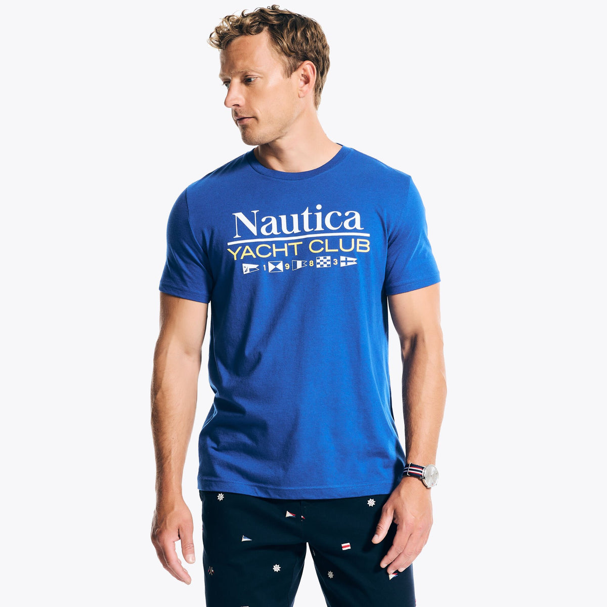 Nautica Men's Yacht Club Graphic T-Shirt Bright Cobalt