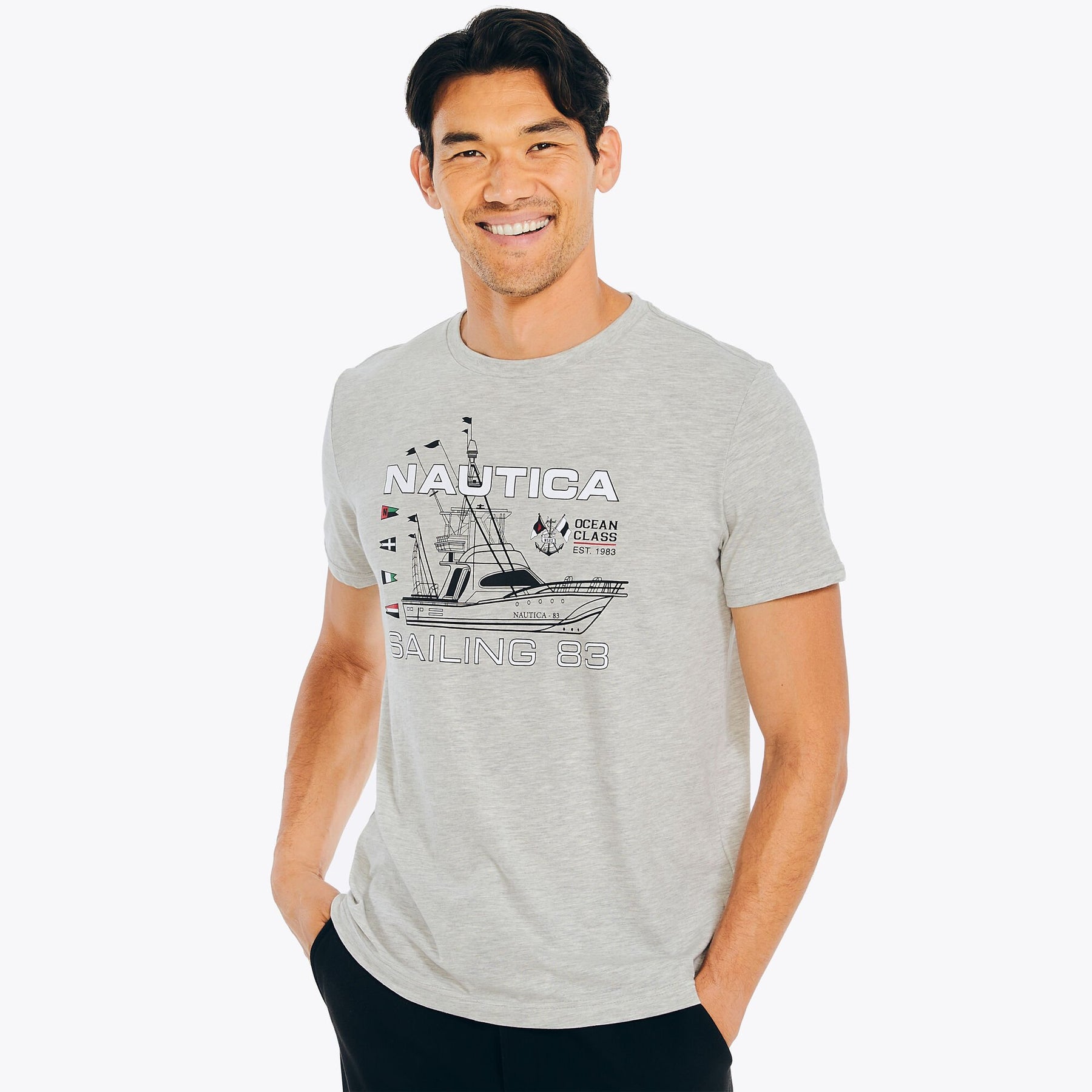 Nautica Men's Sustainably Crafted N-83 Graphic T-Shirt Grey Heather