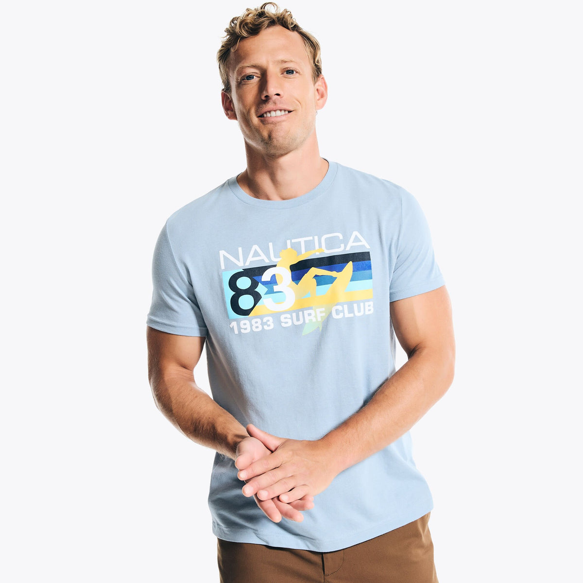 Nautica Men's Sustainably Crafted Surf Club Graphic T-Shirt Reef Blue