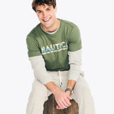 Nautica Men's Sustainably Crafted Deep Blue Graphic T-Shirt Galley Green