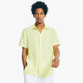 Nautica Men's Sustainably Crafted Linen Short-Sleeve Shirt Hillside Olive