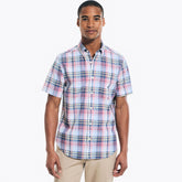 Nautica Men's Heathered Plaid Short-Sleeve Shirt Sea Mist
