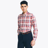 Nautica Men's Sustainably Crafted Plaid Shirt Melonberry