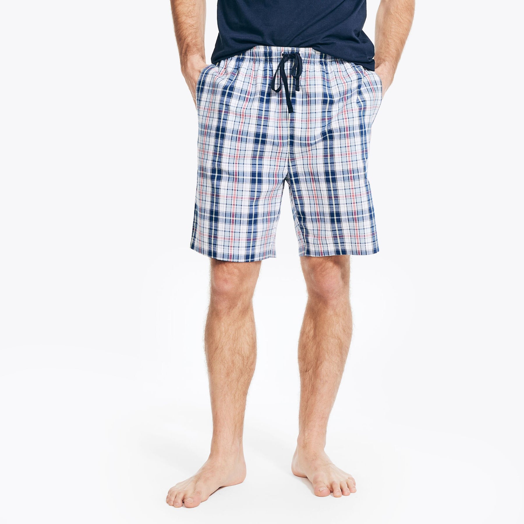 Nautica Men's Plaid Sleep Short Bright White