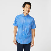 Nautica Men's Classic Fit Wrinkle-Resistant Tattersall Short Sleeve Shirt Rolling River Wash