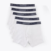 Nautica Men's Logo And Striped Waist Boxer Briefs Antique White Wash