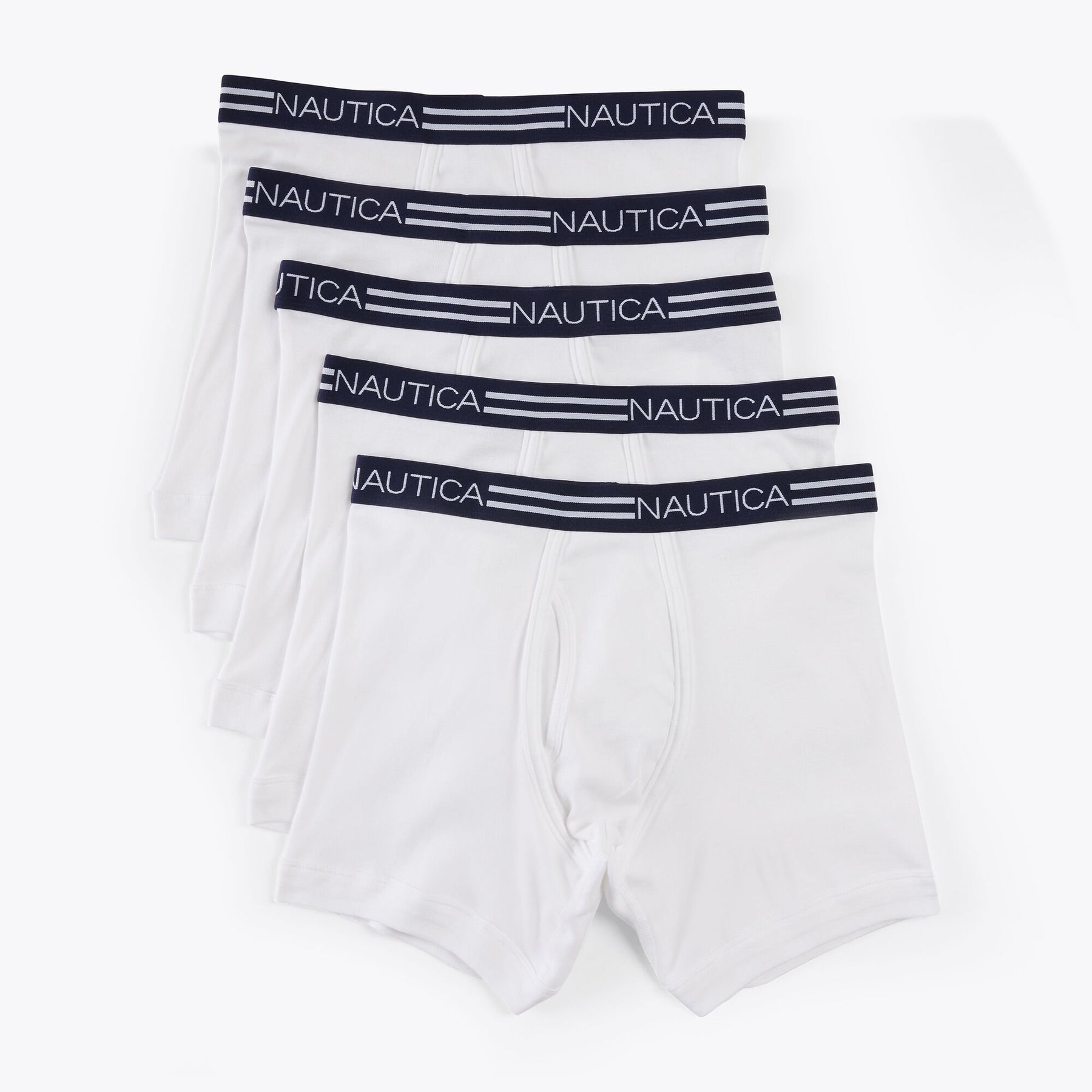 Nautica Men's Logo And Striped Waist Boxer Briefs Antique White Wash