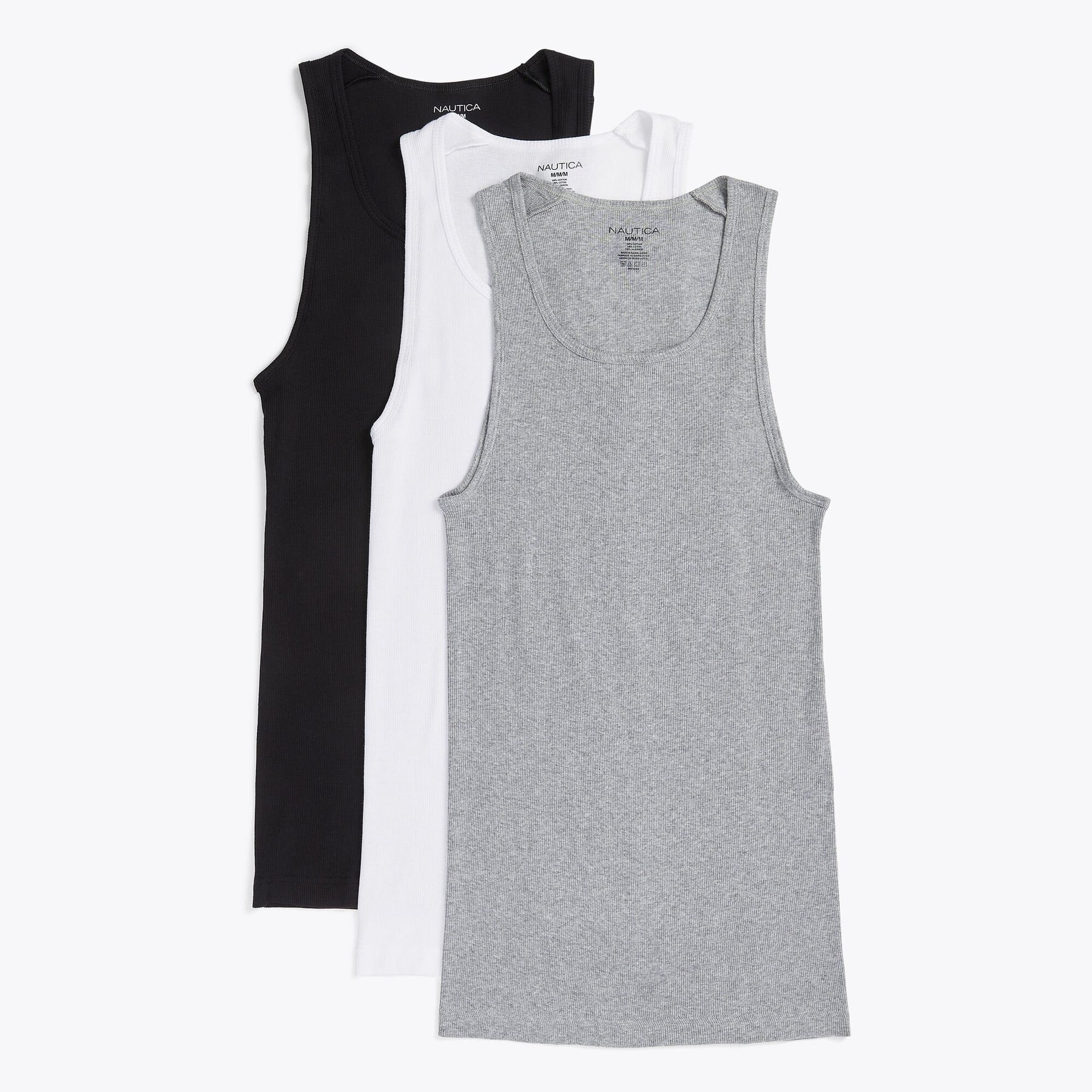 Nautica Men's Ribbed Tanks Grey Heather