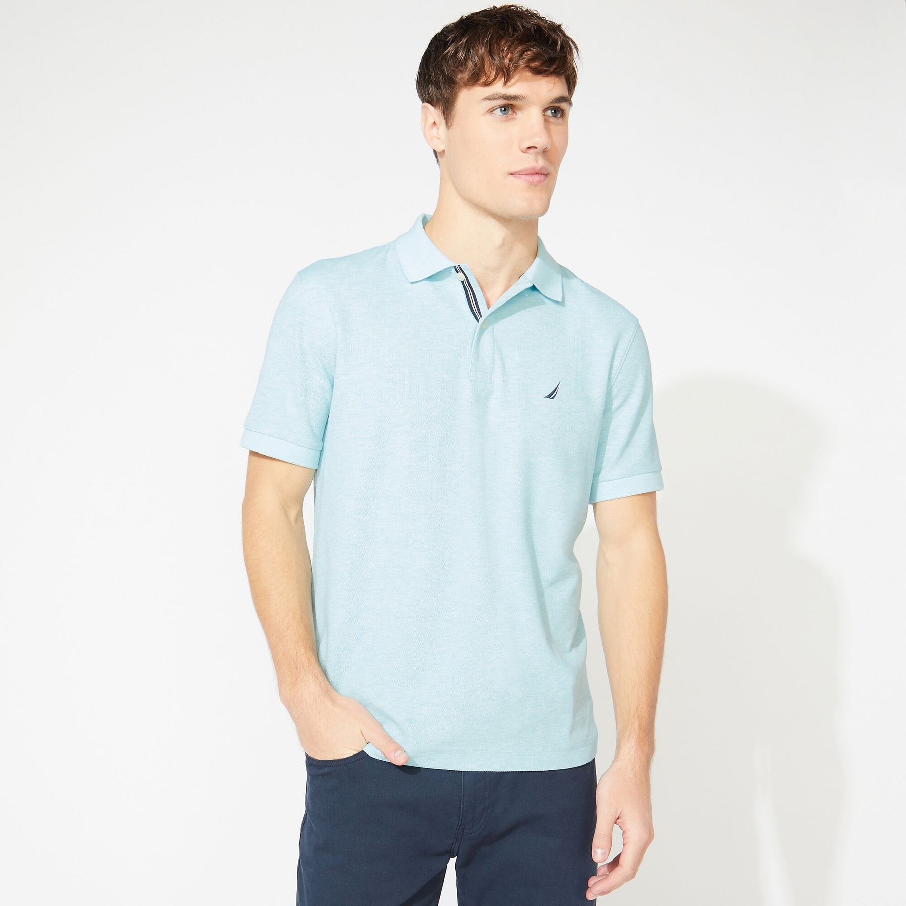 Nautica Men's Big & Tall Stretch Mesh Polo Sea Mist