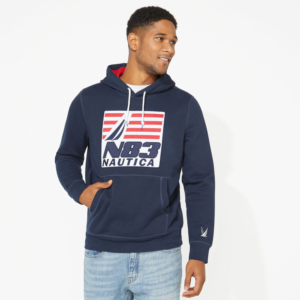 Nautica Men's Big & Tall N83 Graphic Pullover Hoodie Navy