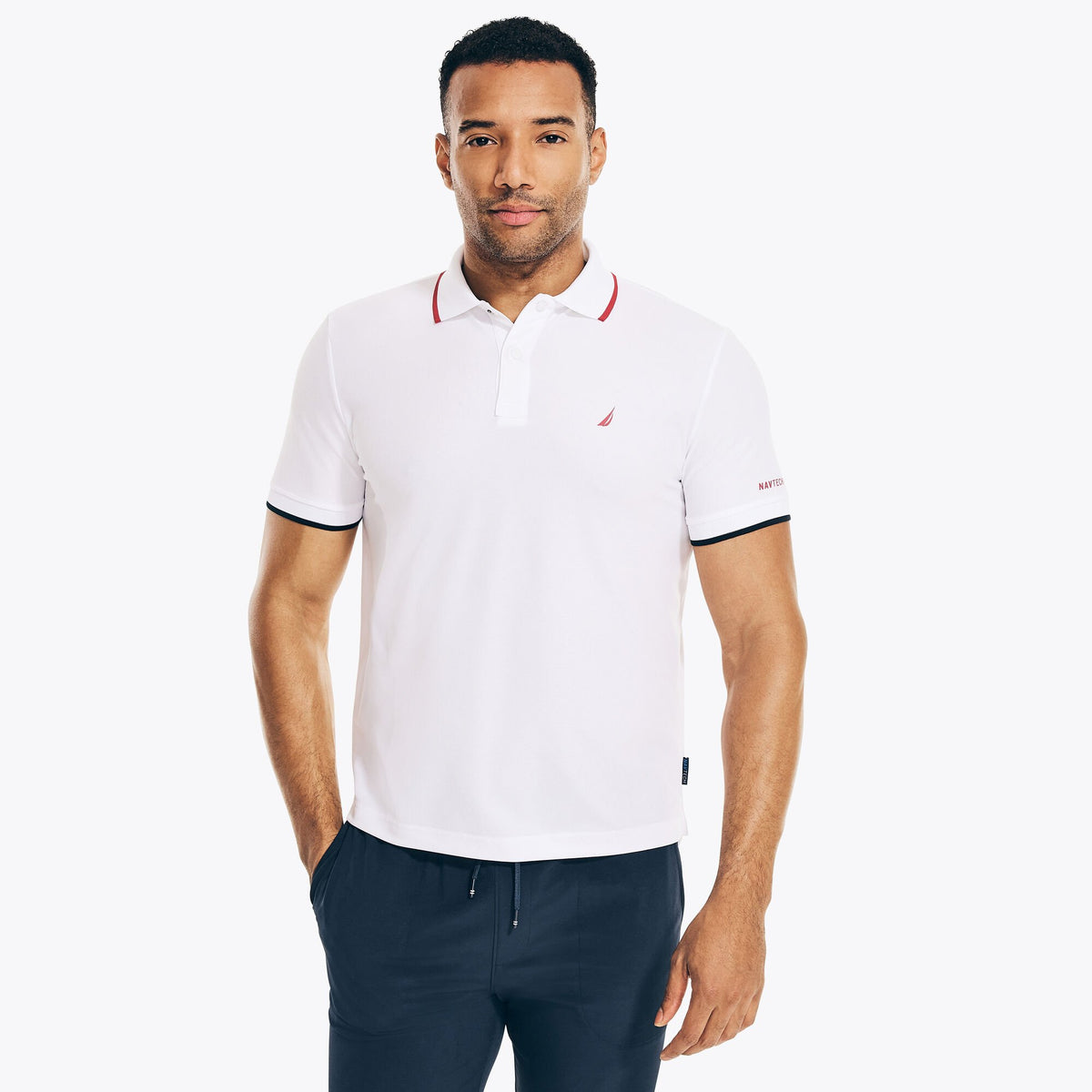 Nautica Men's Big & Tall Navtech Sustainably Crafted Polo Bright White