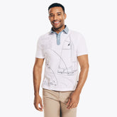 Nautica Men's Big & Tall Classic Fit Anchor Print Polo Bright White