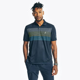 Nautica Men's Big & Tall Navtech Classic Fit Striped Polo Navy