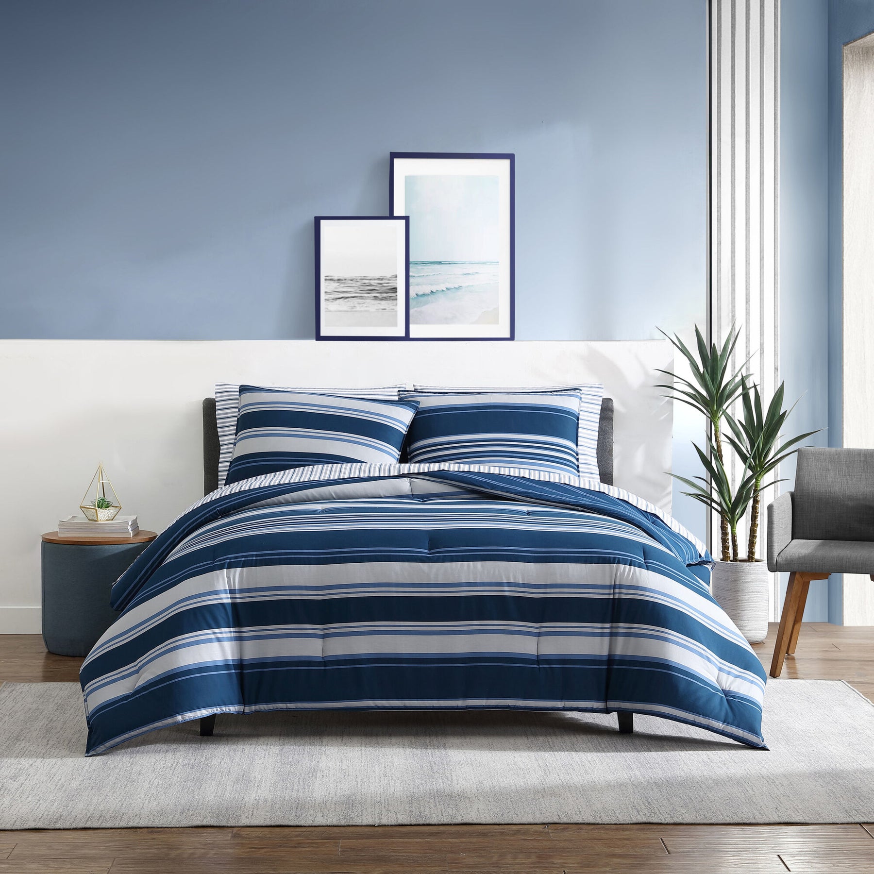 Nautica Lakeview Twin/twin Xl Reversible Comforter And Sham Set Blue Mirage