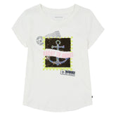 Nautica Little Girls' Magic Sequin Stamp T-Shirt (4-6X) Antique White Wash