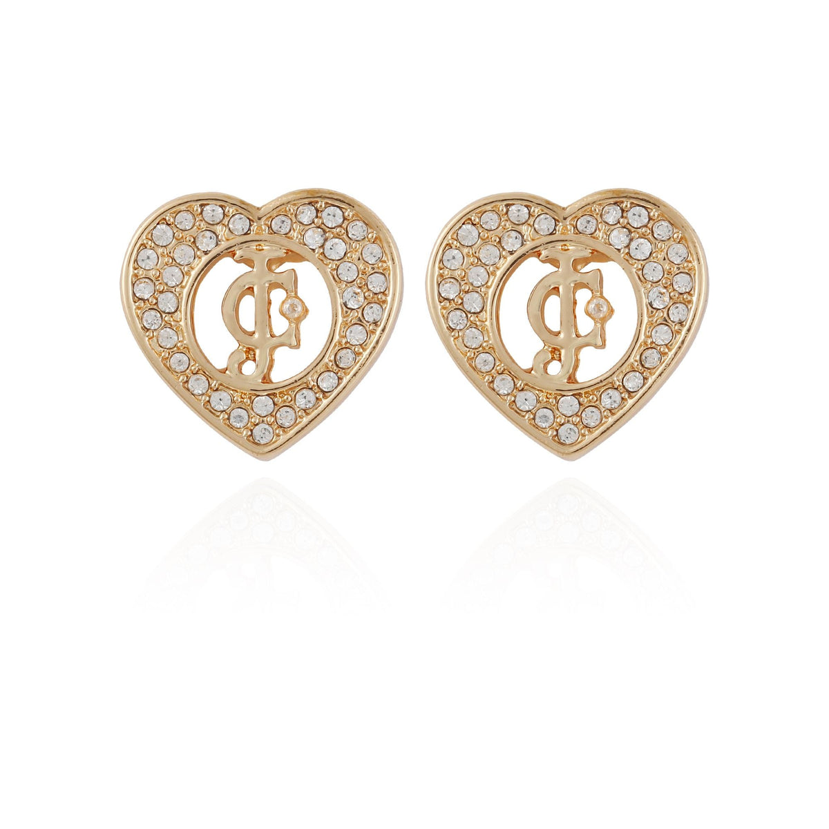 Juicy Couture Monogram Heart Stud Earrings Gold