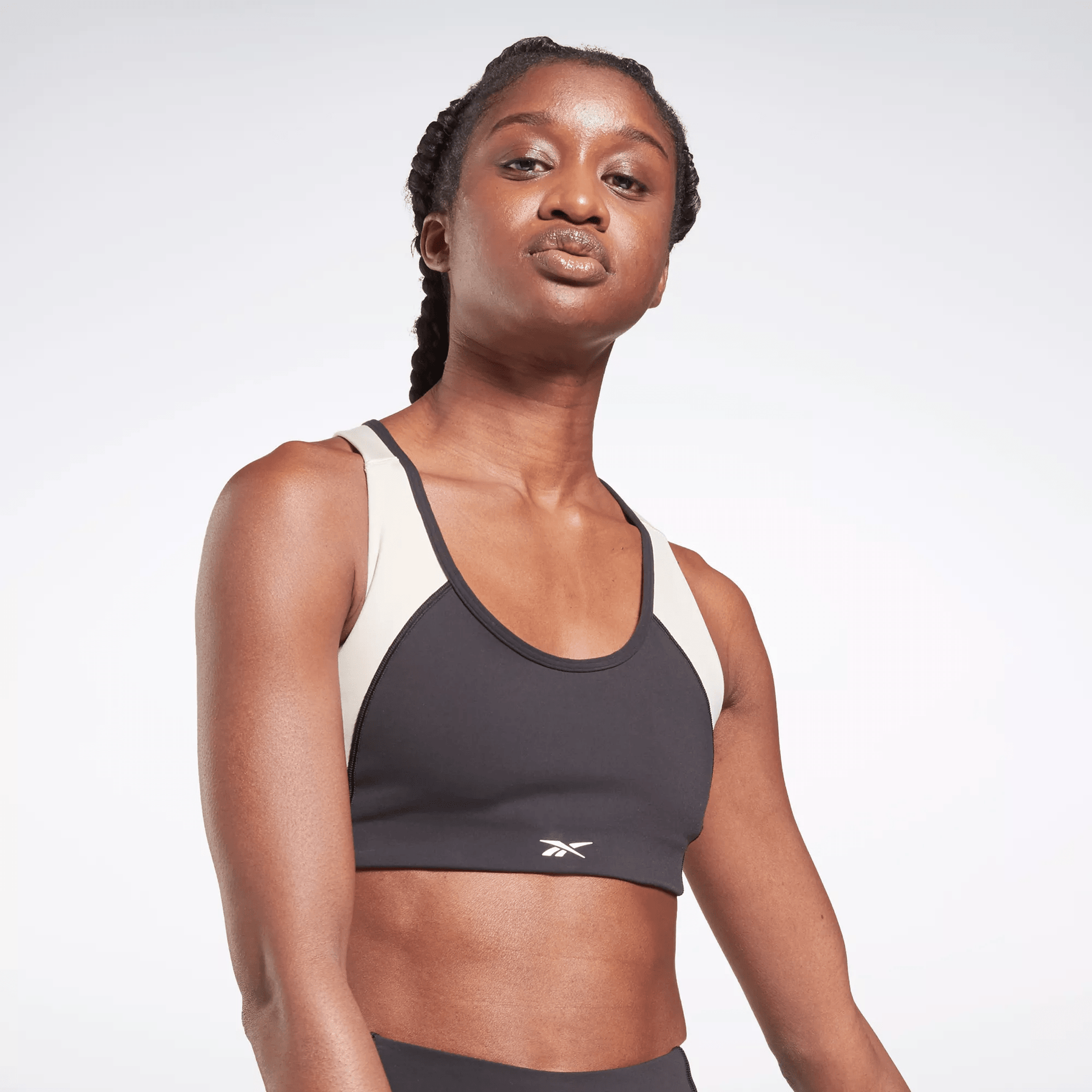 Reebok Women's Lux Racer Padded Colorblock Sports Bra Black