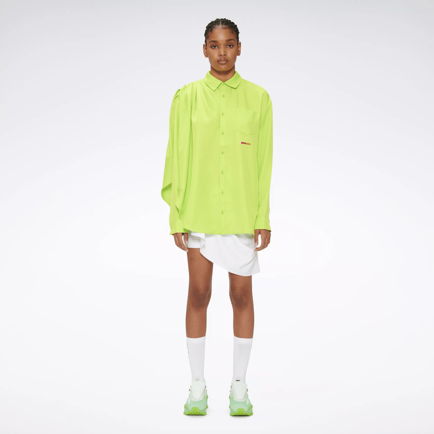 Reebok Unisex Pyer Moss Draped Button-Down Shirt Green