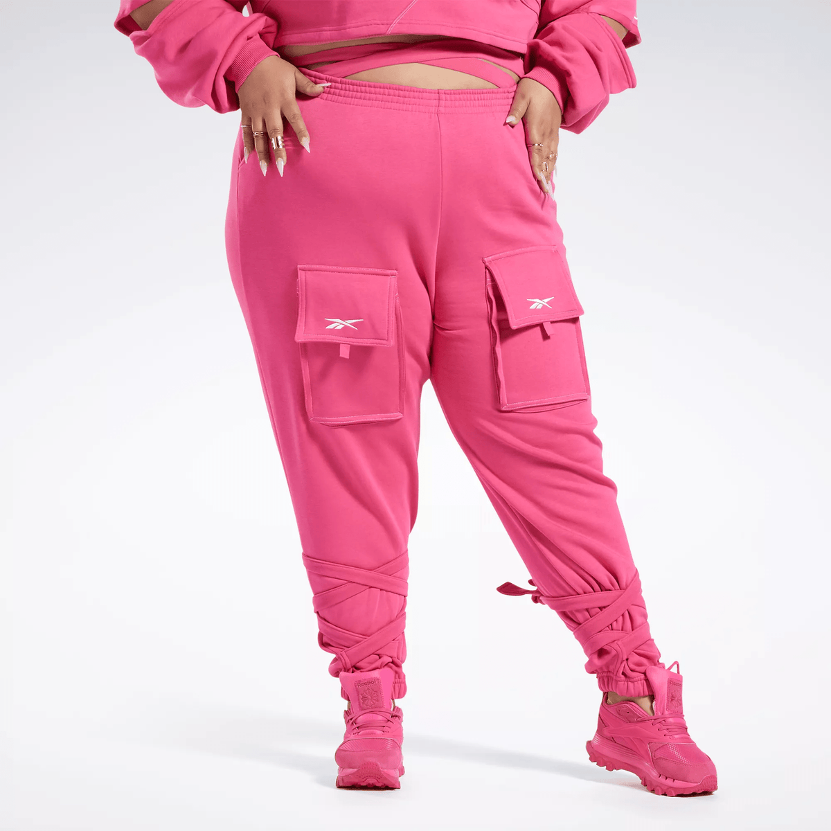 Reebok Women's Cardi B Knit Pants (Plus Size) Pink