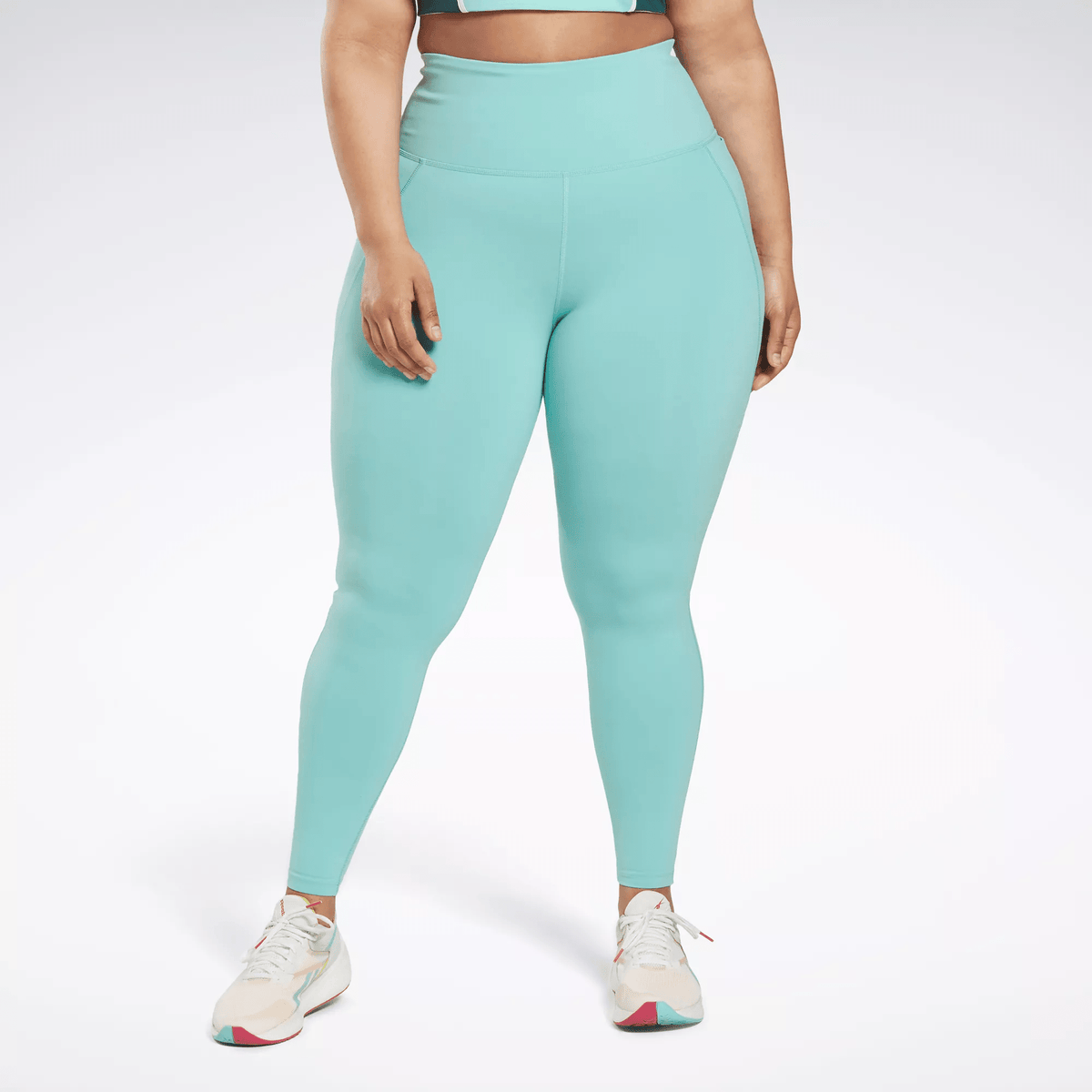 Reebok Women's Lux High-Waisted Tights (Plus Size) Turquoise