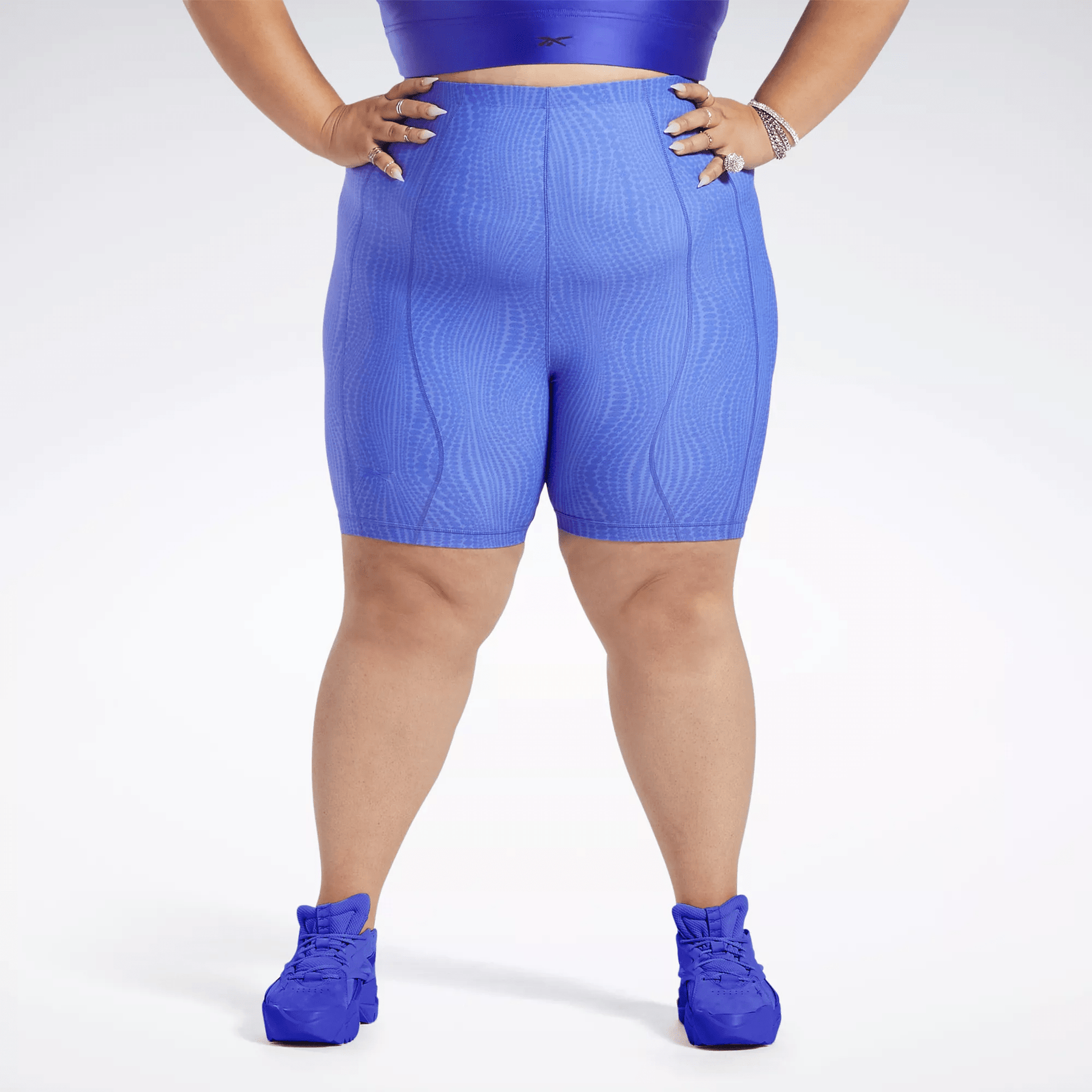 Reebok Women's Cardi B High-Waisted Legging Shorts (Plus Size) Purple