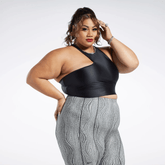 Reebok Women's Cardi B One-Shoulder Crop Tank Top (Plus Size) Black