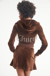 Juicy Couture OG Big Bling Velour Hoodie Brown Sugar