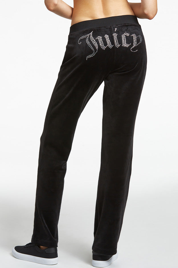Juicy Couture OG Big Bling Velour Track Pants Liquorice