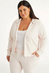 Juicy Couture Plus-Size Classic Cotton Velour Hoodie Soft Glow