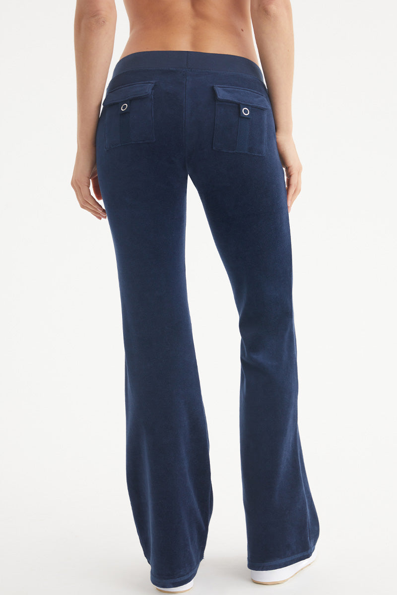 Juicy Couture Hollywood Scottie Snap Pocket Cotton Velour Track Pants Regal Blue