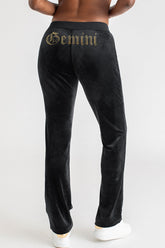 Juicy Couture Gemini Big Bling Velour Track Pants Liquorice
