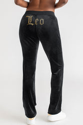 Juicy Couture Leo Big Bling Velour Track Pants Liquorice