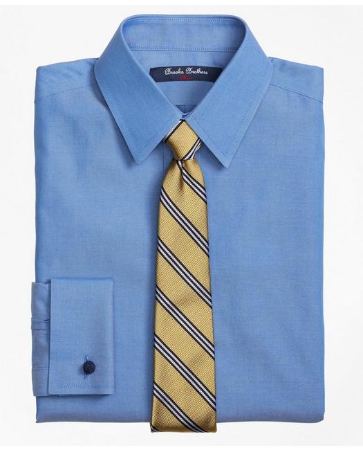 Brooks Brothers Boys Non-Iron Supima Pinpoint Cotton French Cuff Dress Shirt Blue