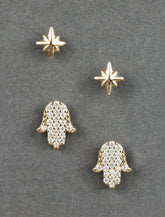 Lucky Brand 14K  Plated Stud Set - Women's Ladies Accessories Jewelry Earrings Gold