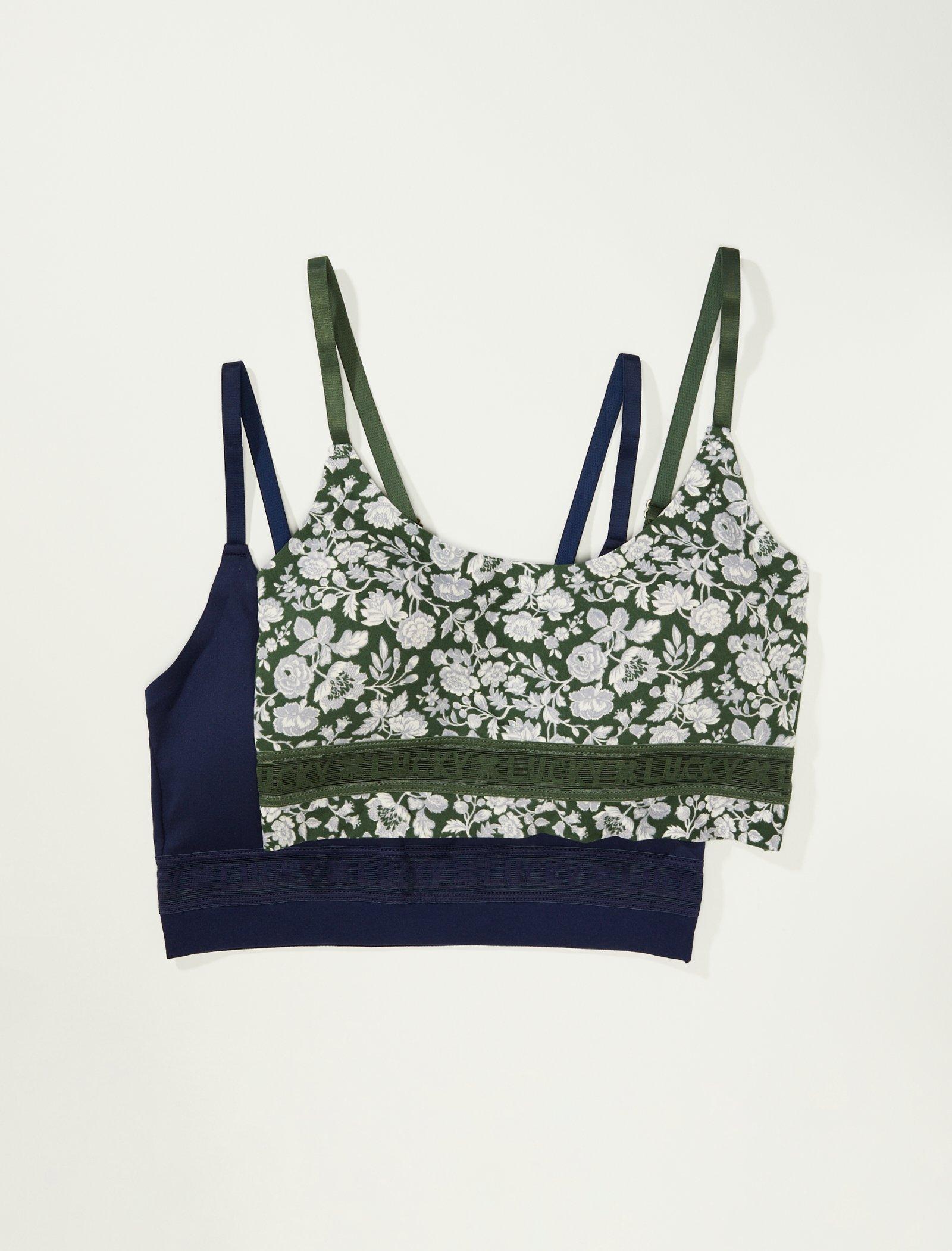 Lucky Brand 2 Pack Floral Print Bra Dark Green