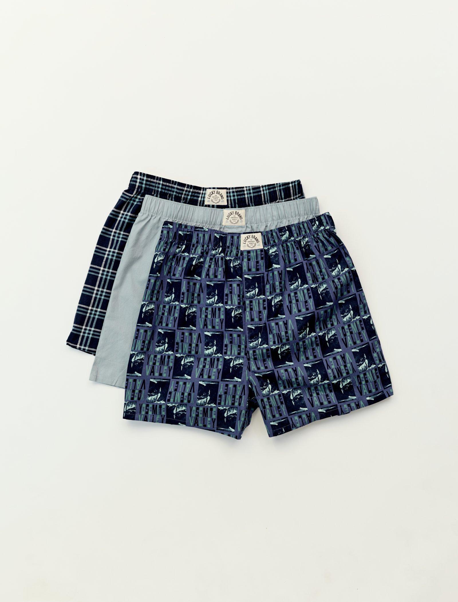 Lucky Brand 3 Pack Woven Boxers Multi