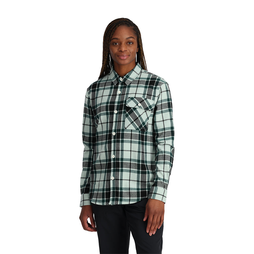 Spyder Fab Flannel Top Green