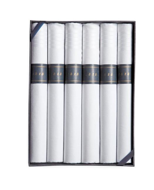 Brooks Brothers Men's Cigar-Rolled Handkerchiefs-Set of 6 White