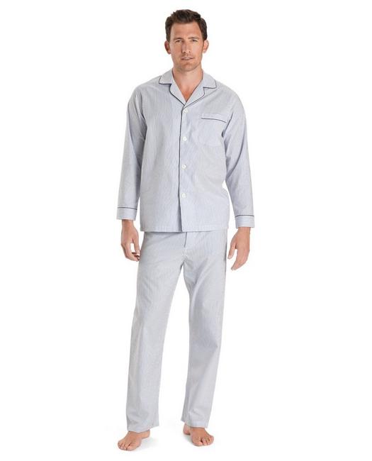 Brooks Brothers Men's Wrinkle-Resistant Blue Stripe Pajamas Light Blue
