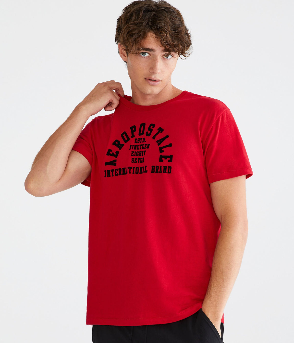 Aeropostale Mens' AEROPOSTALE ARCH - Red - Size L - Cotton - Teen Fashion & Clothing Grenadine