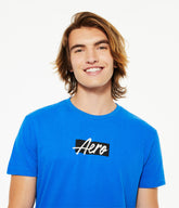 Aeropostale Mens' Script Box Logo Graphic Tee - Blue Purple - Size M - Cotton - Teen Fashion & Clothing Victoria Blue