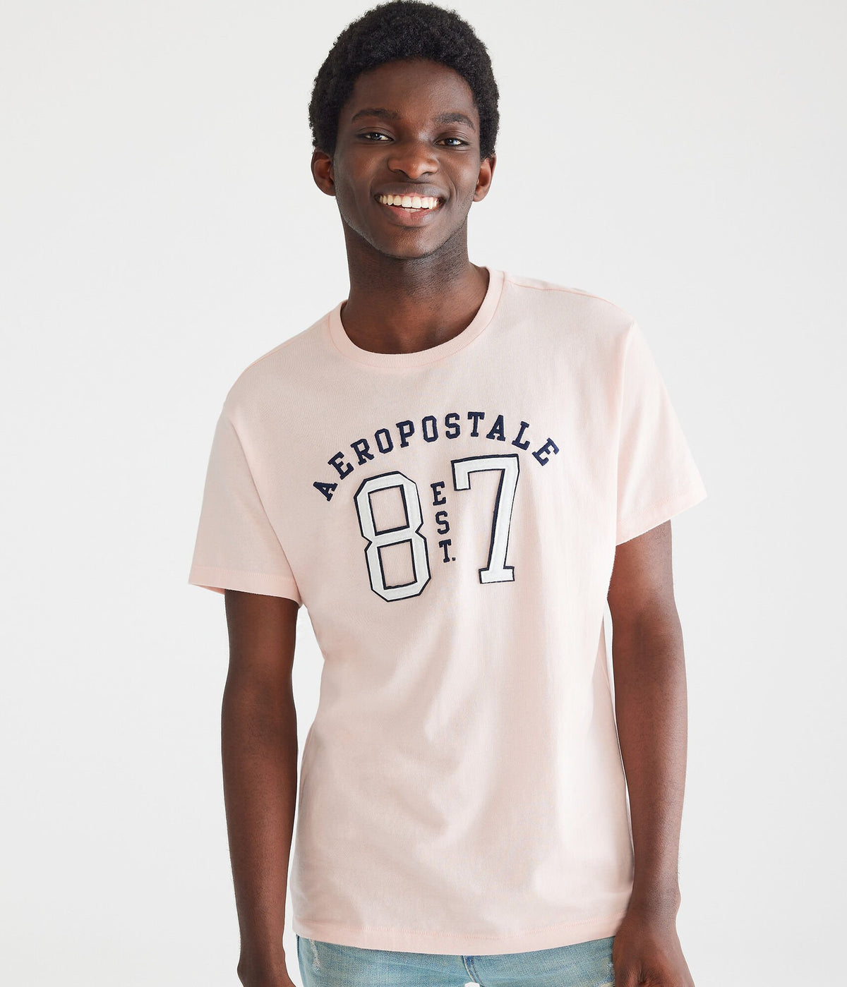 Aeropostale Mens' Aeropostale Split 87 Applique Graphic Tee - Pink - Size XL - Cotton - Teen Fashion & Clothing Pink Chiffon