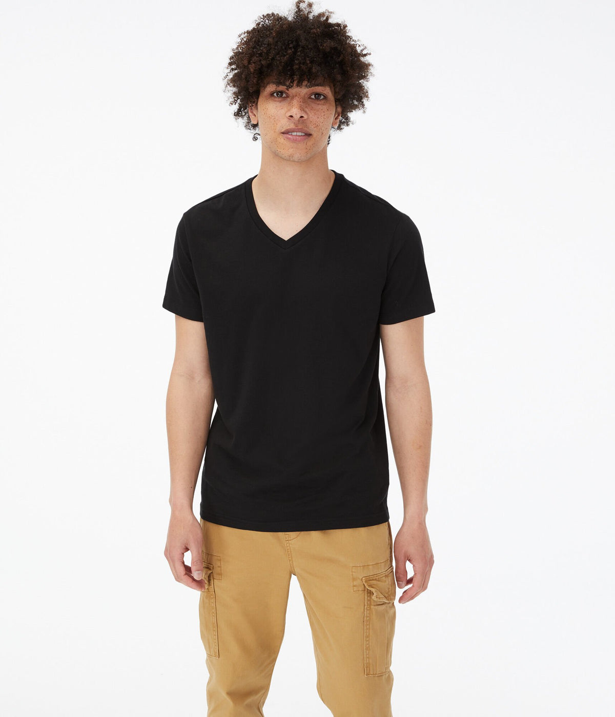 Aeropostale Mens' Classic V-Neck Tee -  - Size S - Cotton - Teen Fashion & Clothing Black