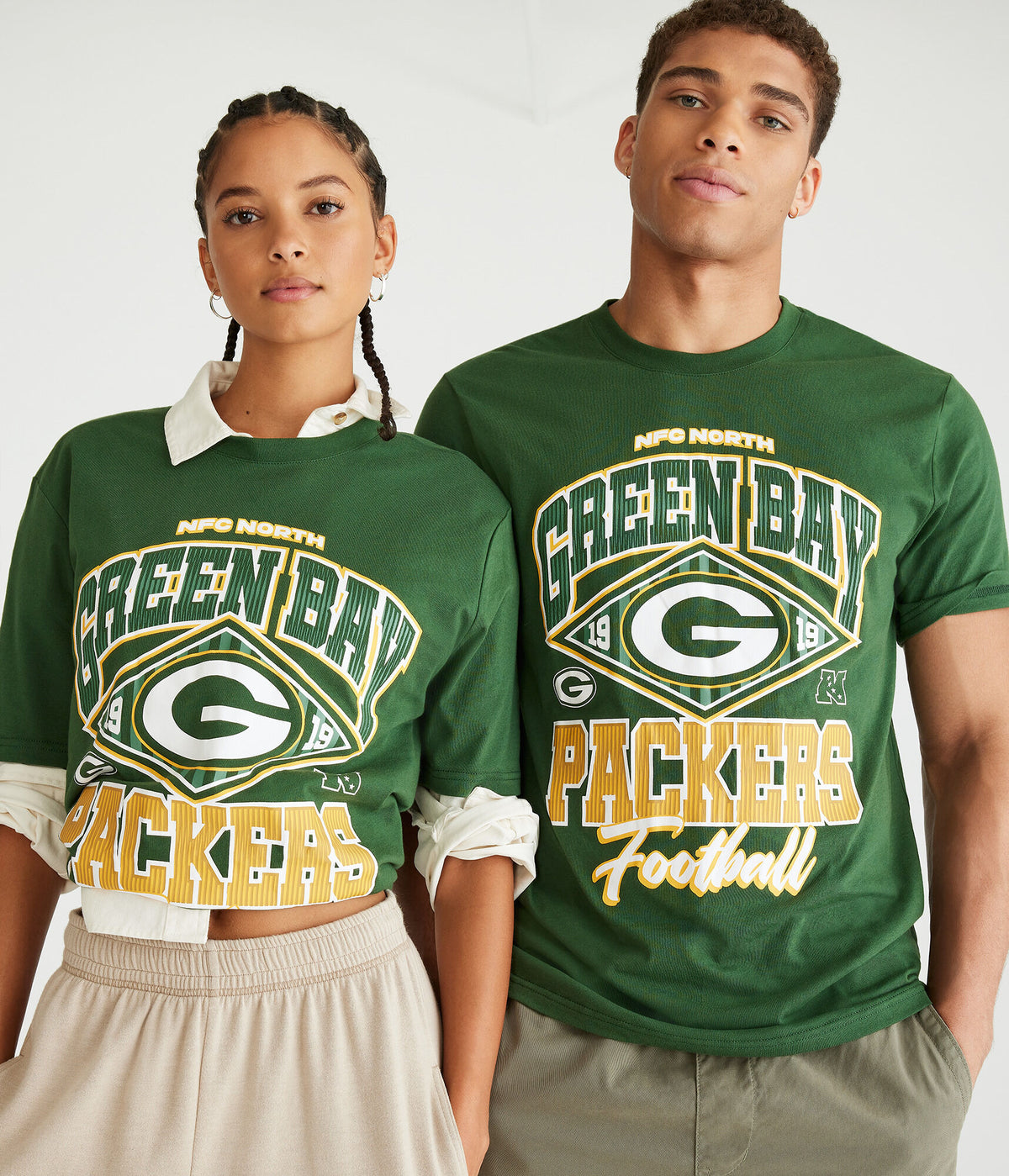 Aeropostale Mens'  Bay Packers Graphic Tee - Green - Size XS - Cotton - Teen Fashion & Clothing Green