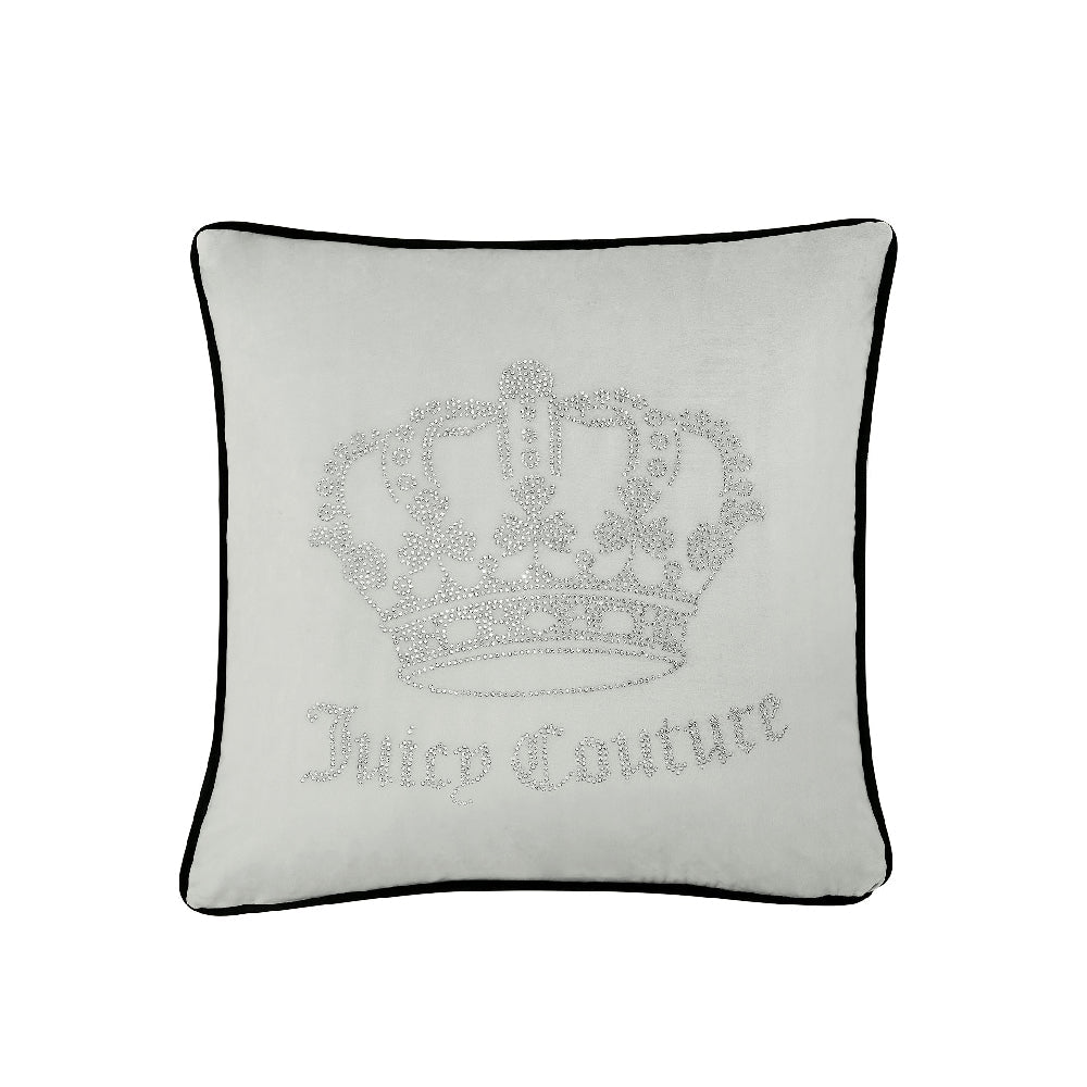 Juicy Couture Gothic Rhinestone Crown Pillow Grey