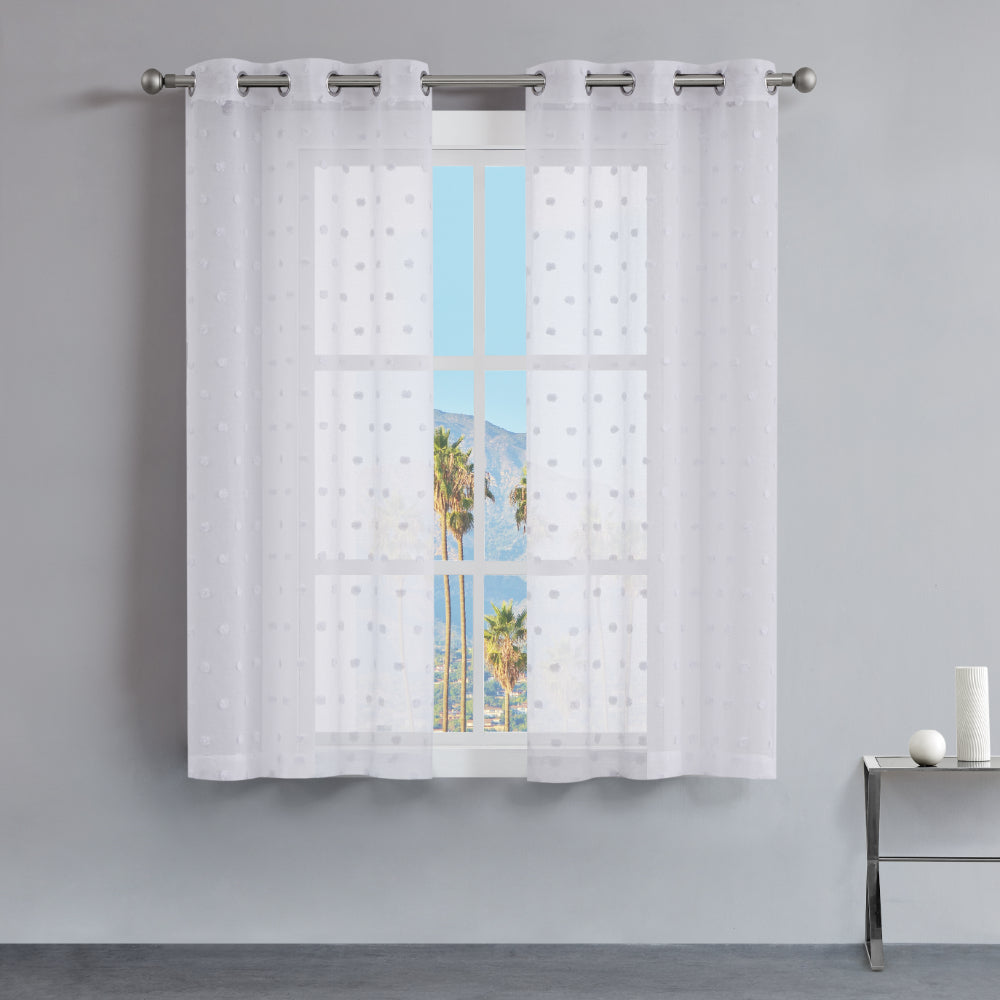 Juicy Couture Evelyn Polka Dot Sheer Curtains White