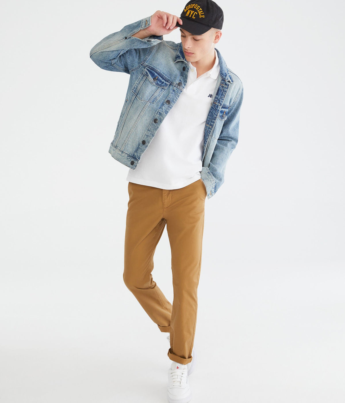 Aeropostale Mens' Slim Straight Chinos - Khaki - Size 33X30 - Cotton - Teen Fashion & Clothing Sandalwood