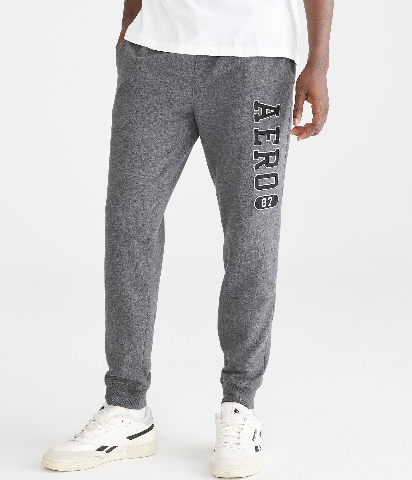 Aeropostale Mens' 87 Heritage Jogger Sweatpants - Dark Grey - Size XS - Cotton - Teen Fashion & Clothing Charcoal Heather Grey